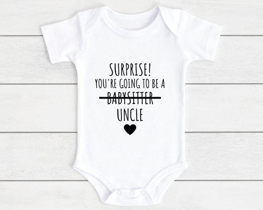 Pregnancy Reveal Baby Vest Uncle Bodysuit Personalised Babygrow Newborn Funny Announcement Gift