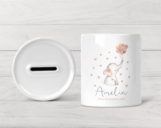 Personalised Money Box Baby Keepsake Girls Piggy Bank Newborn Gift