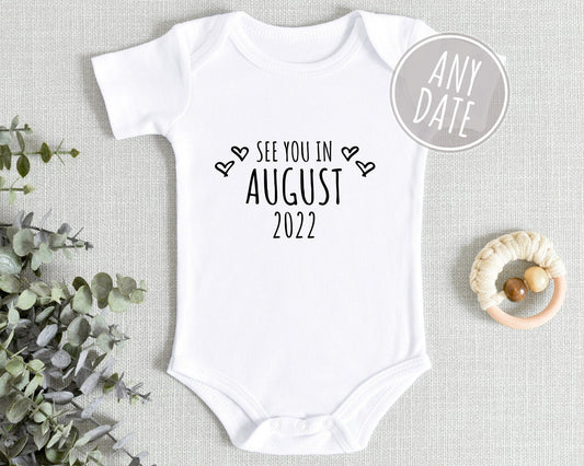 Baby Vest Personalised Due Date Pregnancy Announcement Bodysuit Reveal Gift