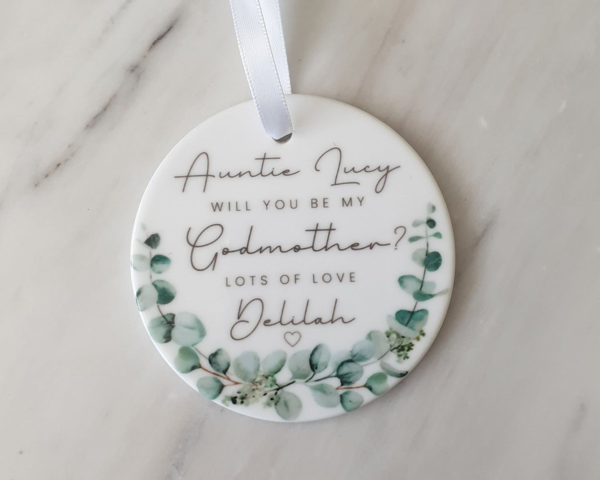 Will You Be My Godmother Ornament Godparents Announcement Personalised Gift Keepsake