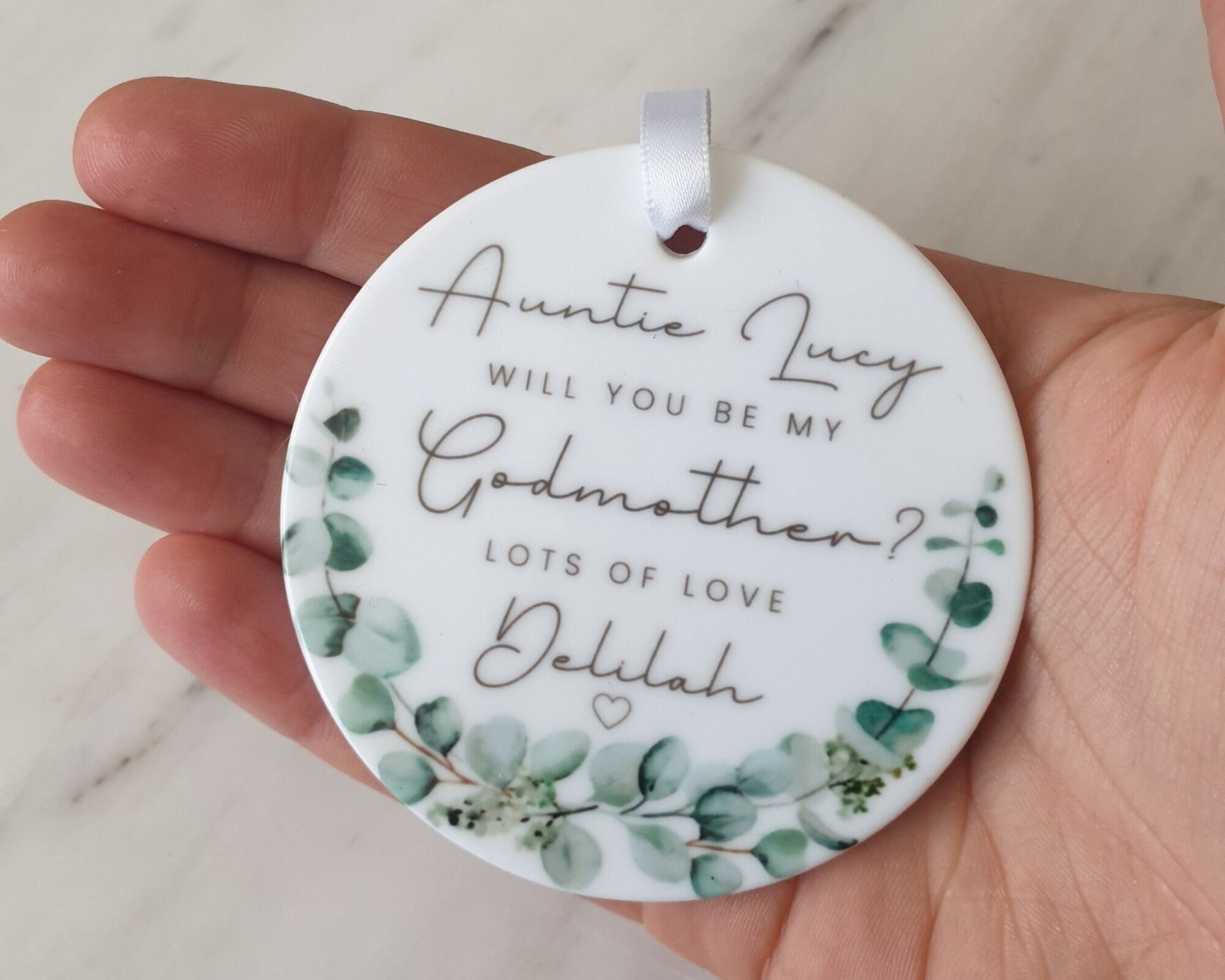 Will You Be My Godmother Ornament Godparents Announcement Personalised Gift Keepsake