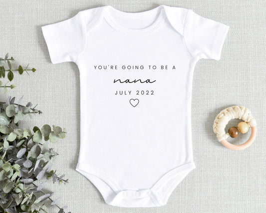 Nana Baby Vest Pregnancy Reveal Bodysuit Personalised Due Date Announcement Gift