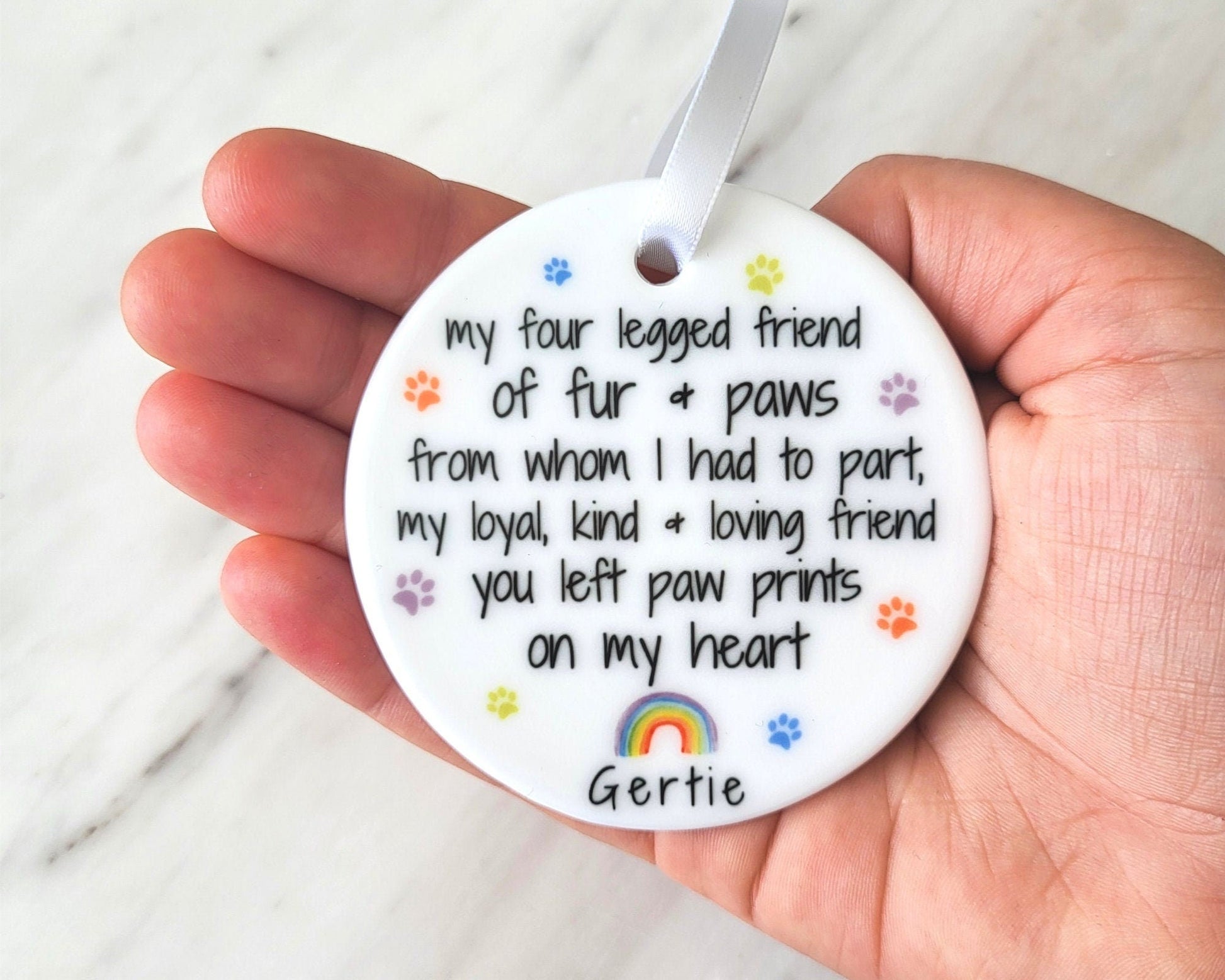 Pet Memorial Gift Dog Loss Ornament Personalised Bereavement Poem Decoration