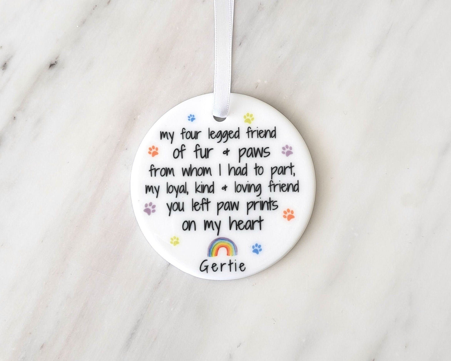 Pet Memorial Gift Dog Loss Ornament Personalised Bereavement Poem Decoration