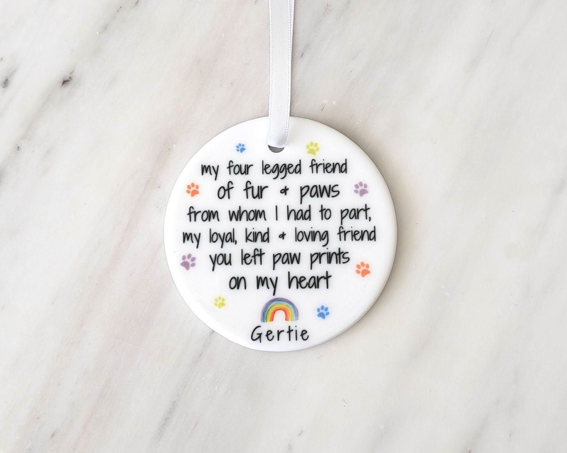Pet Memorial Gift Dog Loss Ornament Personalised Bereavement Poem Decoration