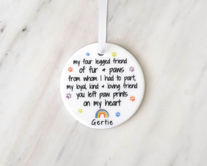 Pet Memorial Gift Dog Loss Ornament Personalised Bereavement Poem Decoration