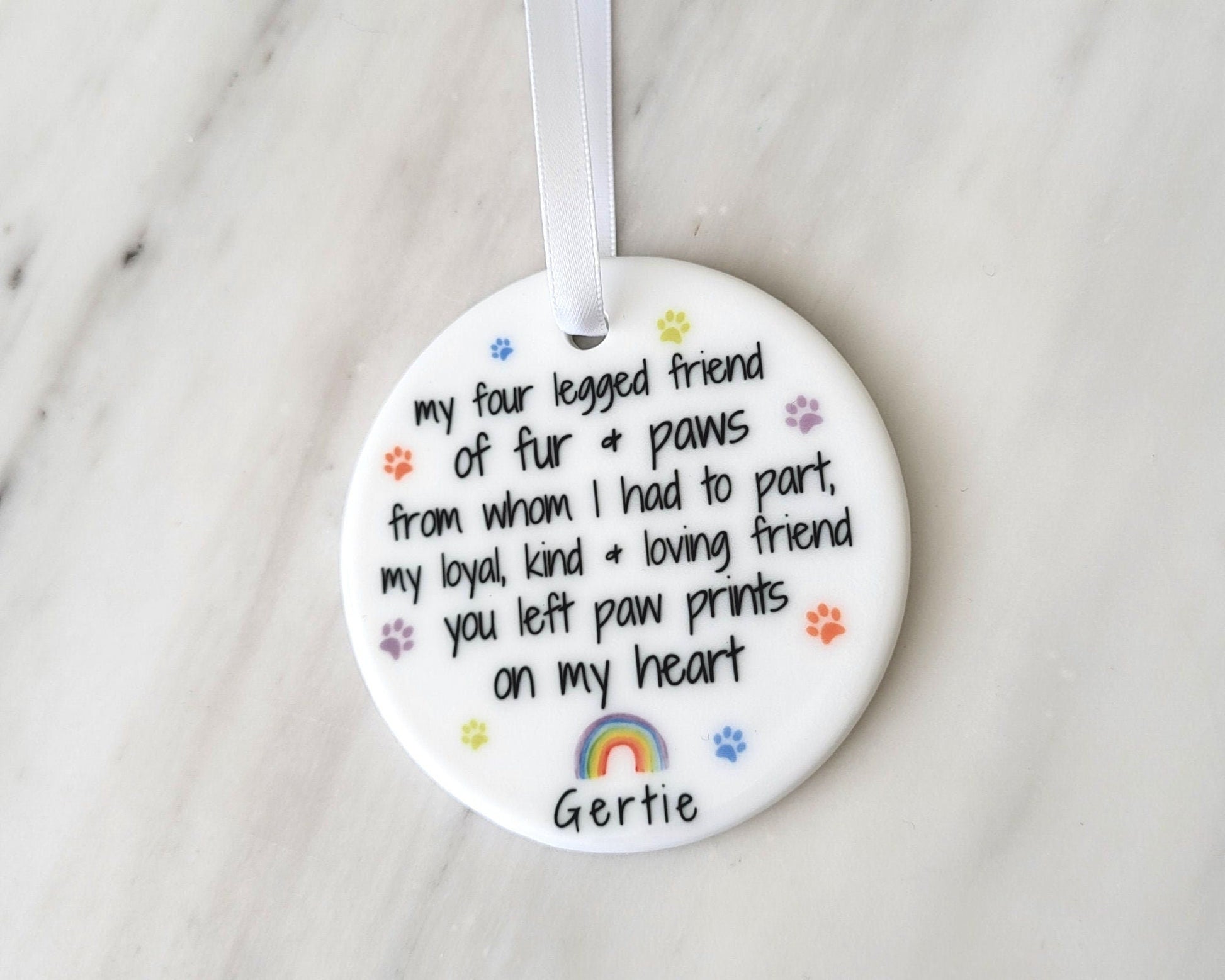 Pet Memorial Gift Dog Loss Ornament Personalised Bereavement Poem Decoration