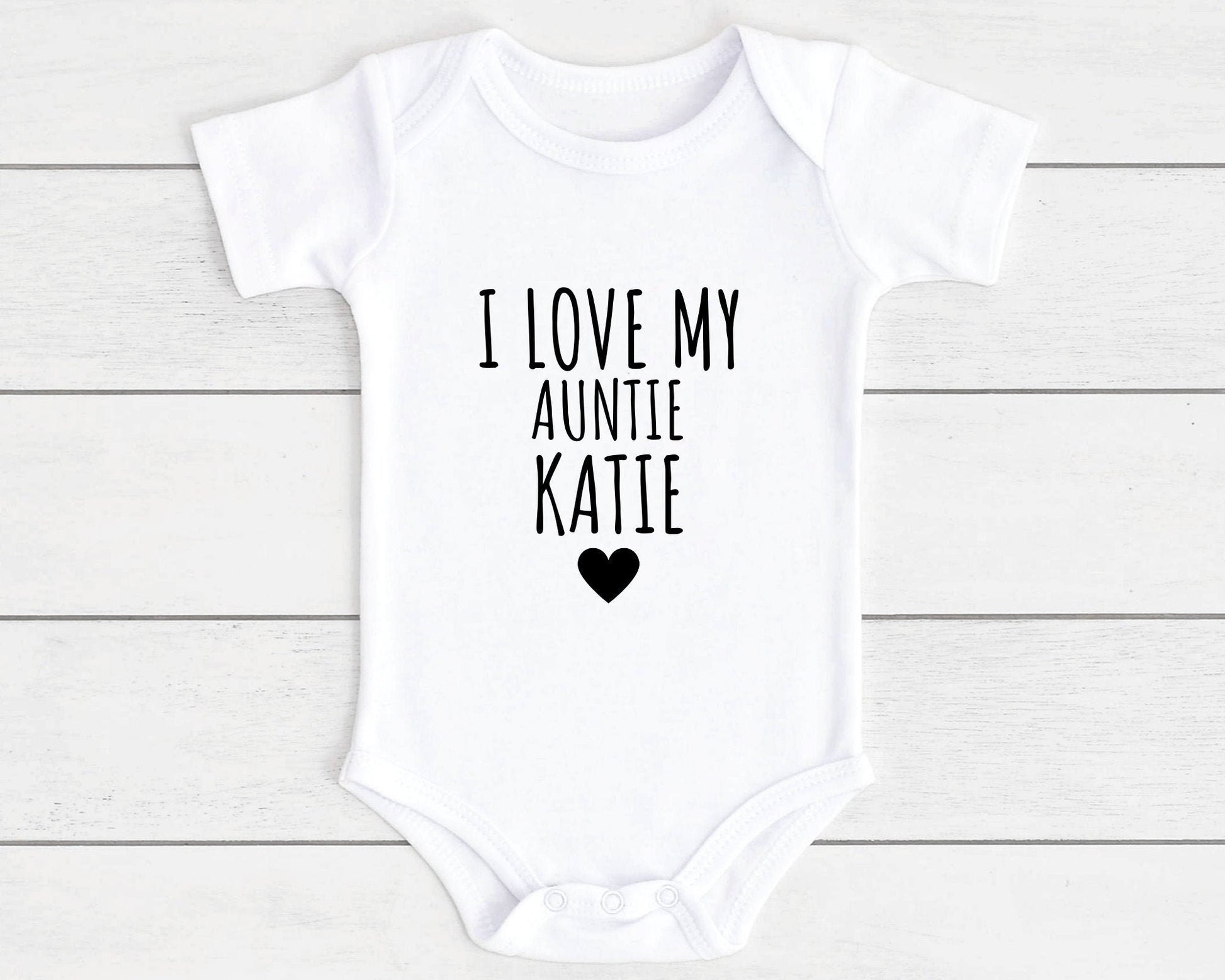Personalised I Love My Auntie Baby Vest Bodysuit Aunt Babygrow Newborn Gift - ANY NAME
