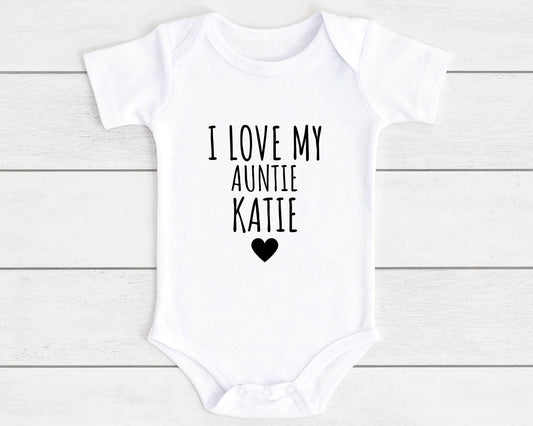 Personalised I Love My Auntie Baby Vest Bodysuit Aunt Babygrow Newborn Gift - ANY NAME