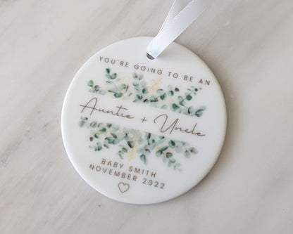 Auntie & Uncle Pregnancy Reveal Ornament Announcement Personalised Gift Decoration
