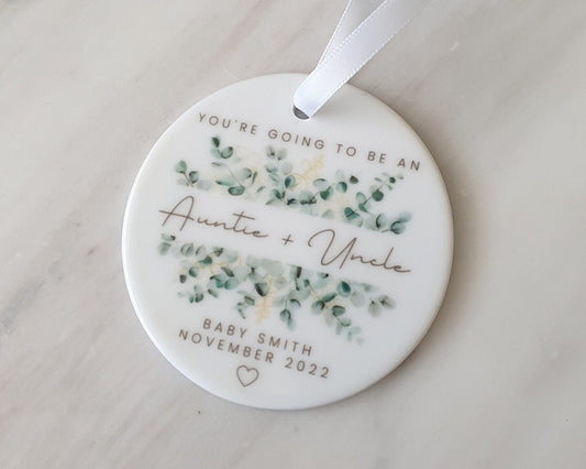 Auntie & Uncle Pregnancy Reveal Ornament Announcement Personalised Gift Decoration