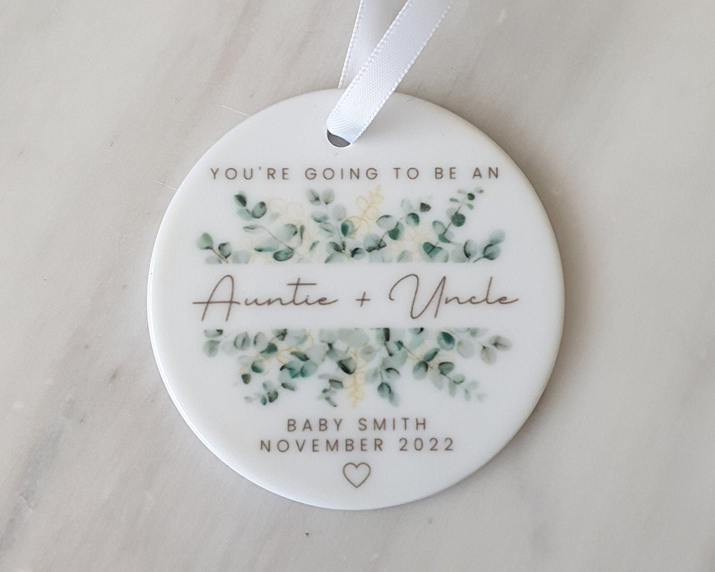 Auntie & Uncle Pregnancy Reveal Ornament Announcement Personalised Gift Decoration