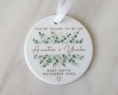 Auntie & Uncle Pregnancy Reveal Ornament Announcement Personalised Gift Decoration