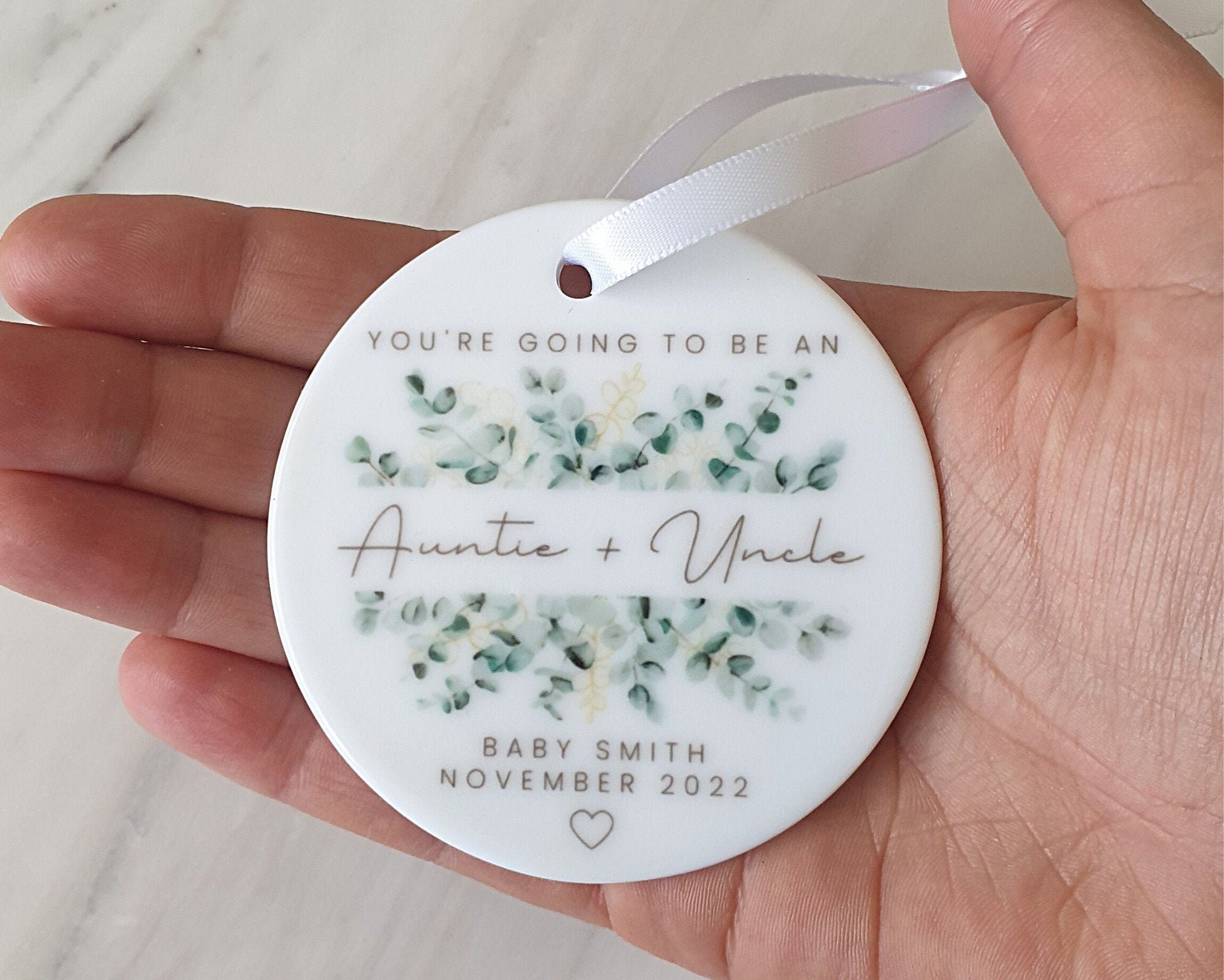 Auntie & Uncle Pregnancy Reveal Ornament Announcement Personalised Gift Decoration