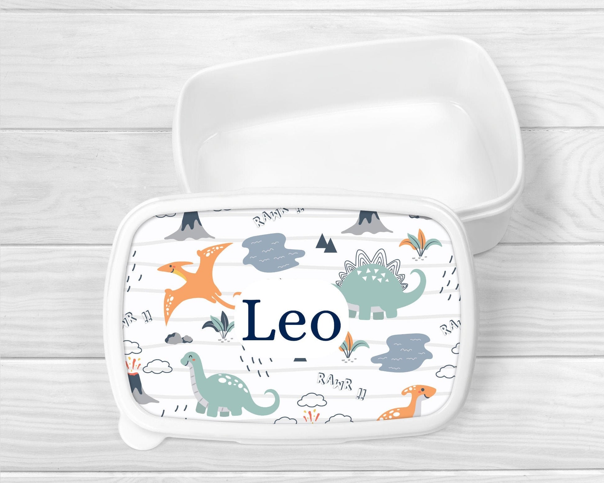 Personalised Lunch Snack Box Dinosaur Back To School Nursery Pot