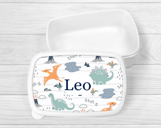 Personalised Lunch Snack Box Dinosaur Back To School Nursery Pot