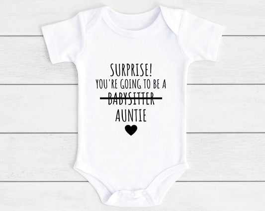 Pregnancy Reveal Baby Vest Auntie Bodysuit Personalised Aunty Babygrow Newborn Funny Announcement Gift