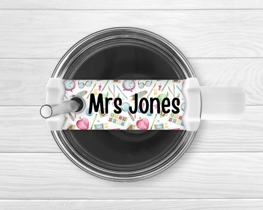 Personalised Teacher Gift Tumbler Name Plate Topper 40oz Cup Accessory