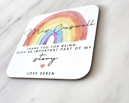 Personalised Thank you Teacher Coaster Gift End Of School Present