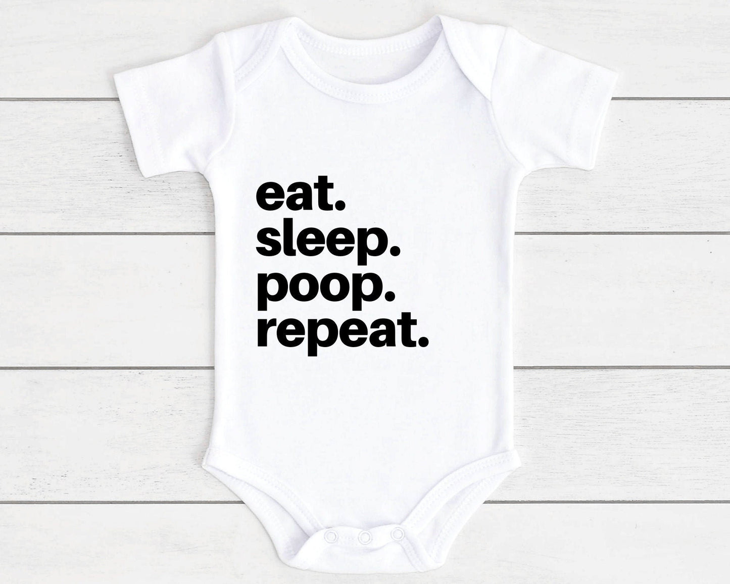 Funny Baby Vest Bodysuit Eat Sleep Poop Repeat Unisex Baby Shower Gift