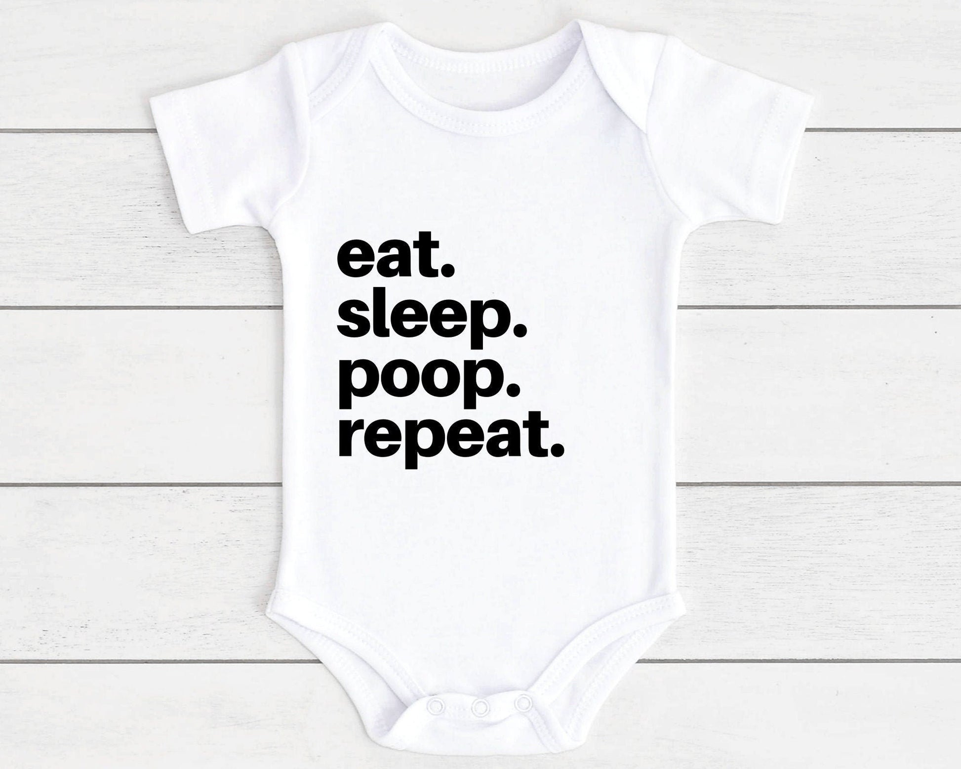 Funny Baby Vest Bodysuit Eat Sleep Poop Repeat Unisex Baby Shower Gift