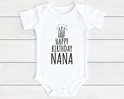 Happy Birthday Baby Vest Bodysuit Babygrow Gift For Daddy Nanny Auntie Etc