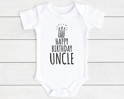 Happy Birthday Baby Vest Bodysuit Babygrow Gift For Daddy Nanny Auntie Etc