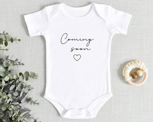 Pregnancy Announcement Baby Vest Coming Soon Reveal Babygrow Bodysuit Gift