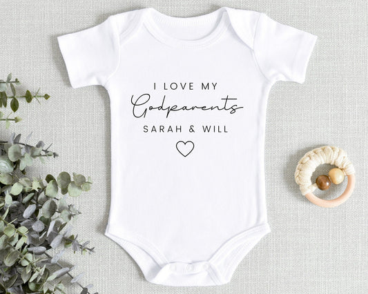I Love My Godparents Baby Vest Bodysuit Personalised Babygrow Christening Gift