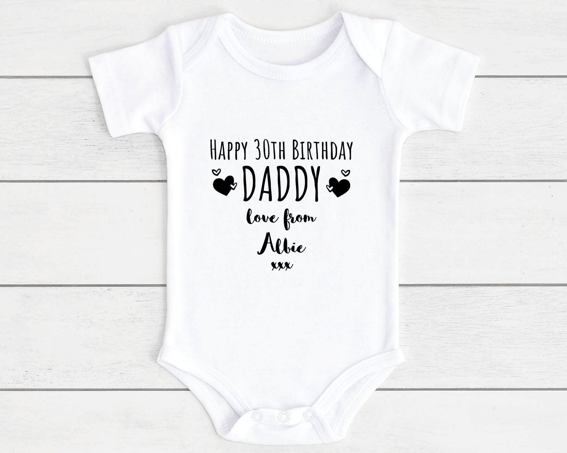 Happy Birthday Daddy Baby Vest Bodysuit Personalised Babygrow New Dad Gift