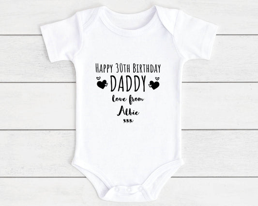 Happy Birthday Daddy Baby Vest Bodysuit Personalised Babygrow New Dad Gift