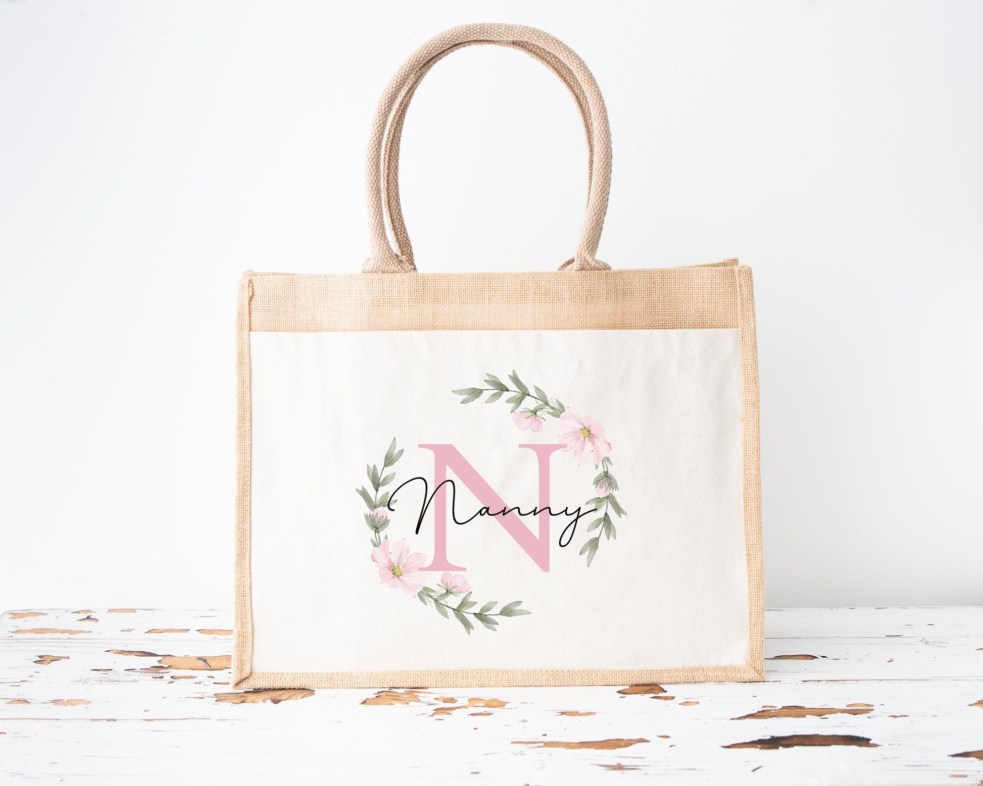 Personalised Shopping Bag Jute Nanny Granny Birthday Gift