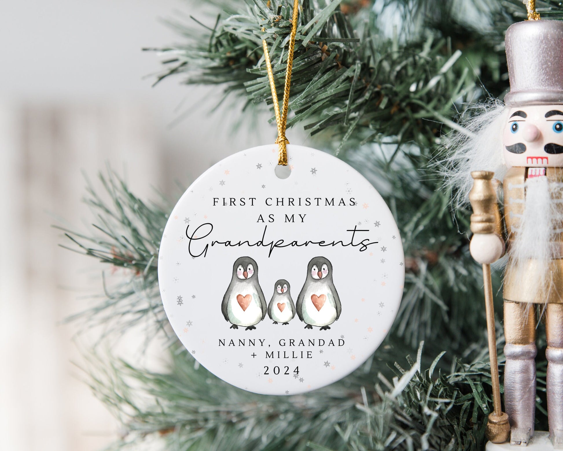 First Christmas As Grandparents Bauble Ornament Personalised Family Xmas Decoration Gift