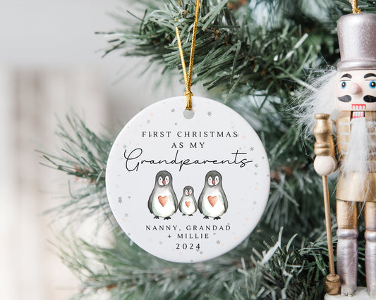 First Christmas As Grandparents Bauble Ornament Personalised Family Xmas Decoration Gift