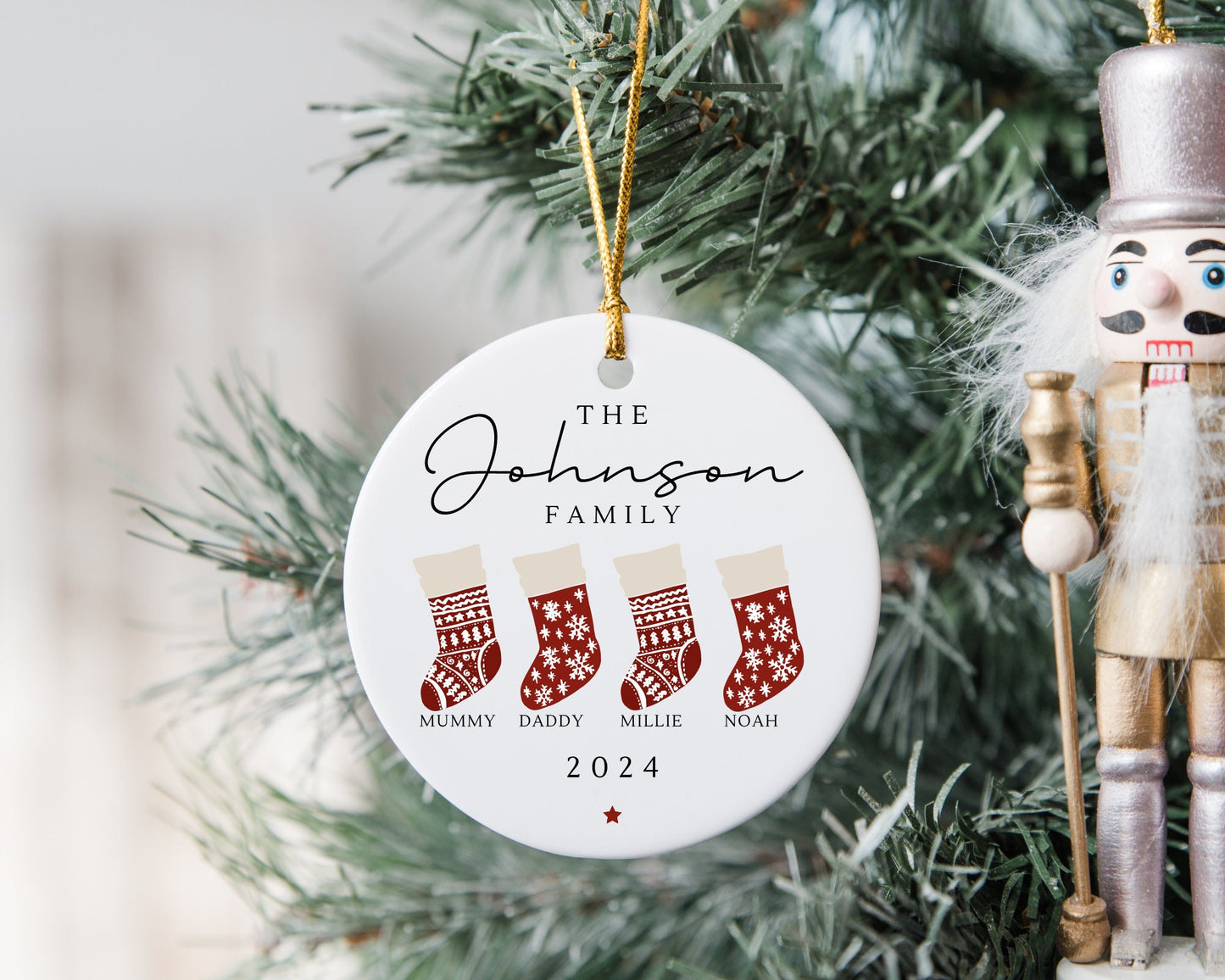 Family Christmas Ornament Personalised Stockings Decoration 2024 Gift
