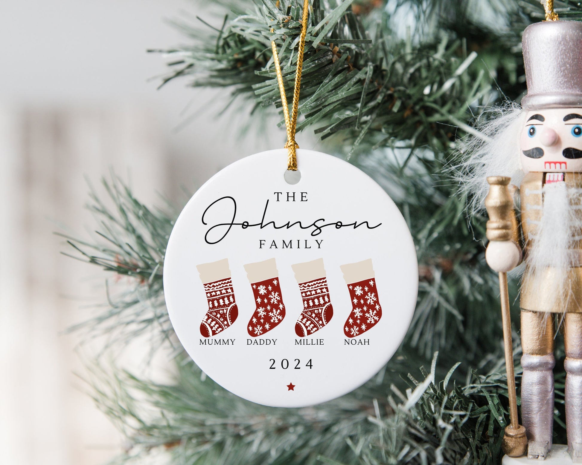 Family Christmas Ornament Personalised Stockings Decoration 2024 Gift