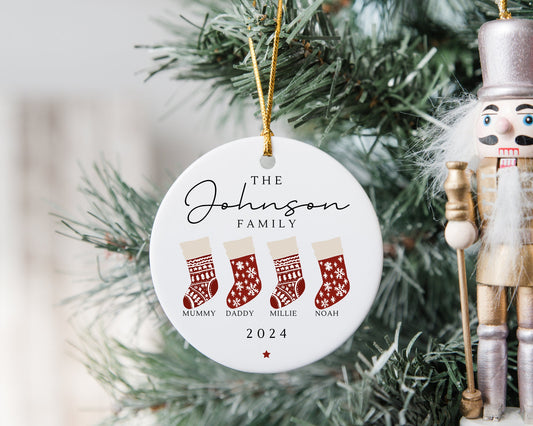 Family Christmas Ornament Personalised Stockings Decoration 2024 Gift