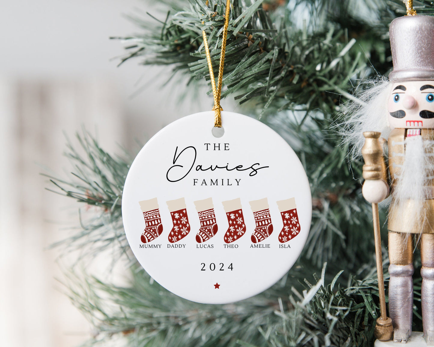 Family Christmas Ornament Personalised Stockings Decoration 2024 Gift