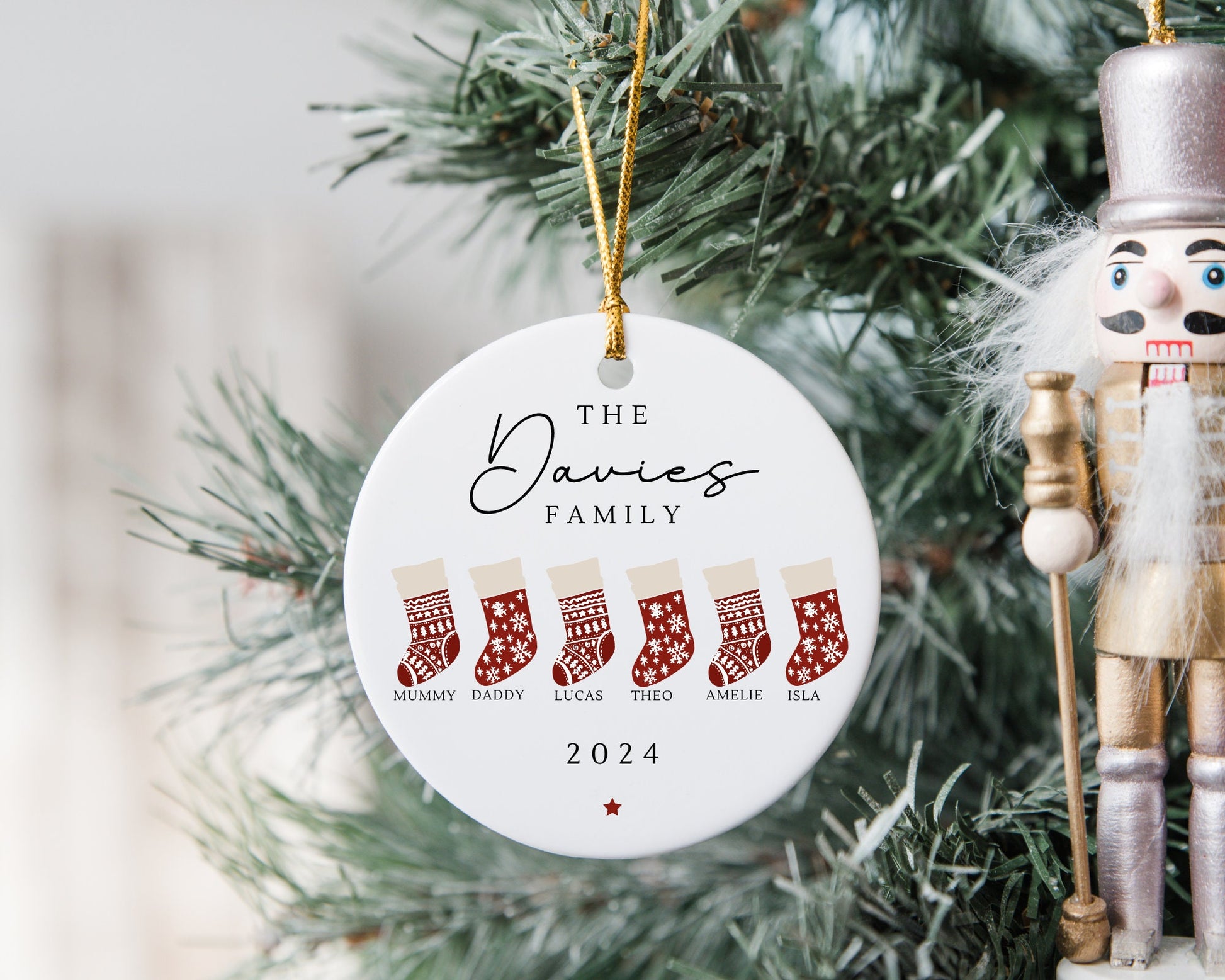 Family Christmas Ornament Personalised Stockings Decoration 2024 Gift