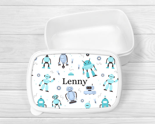 Personalised Lunch Snack Box Robot Back To School Nursery Pot