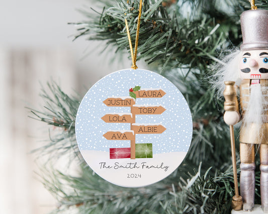 Family Christmas Decoration Personalised Signpost Ornament 2024 Gift