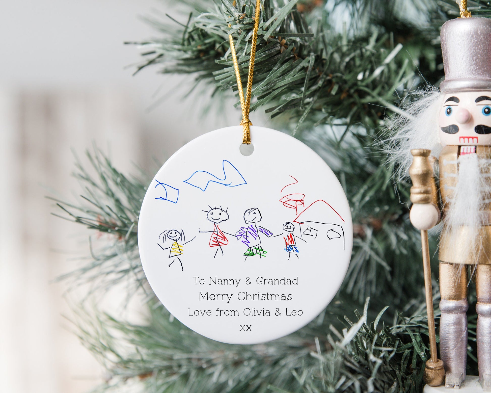 Childs Drawing Christmas Decoration Personalised Own Art Gift