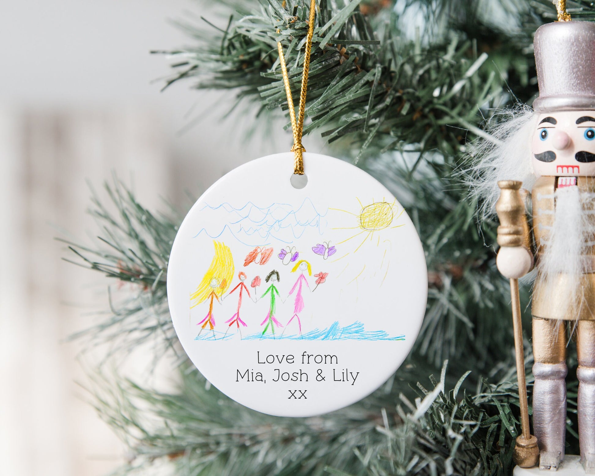 Childs Drawing Christmas Decoration Personalised Own Art Gift