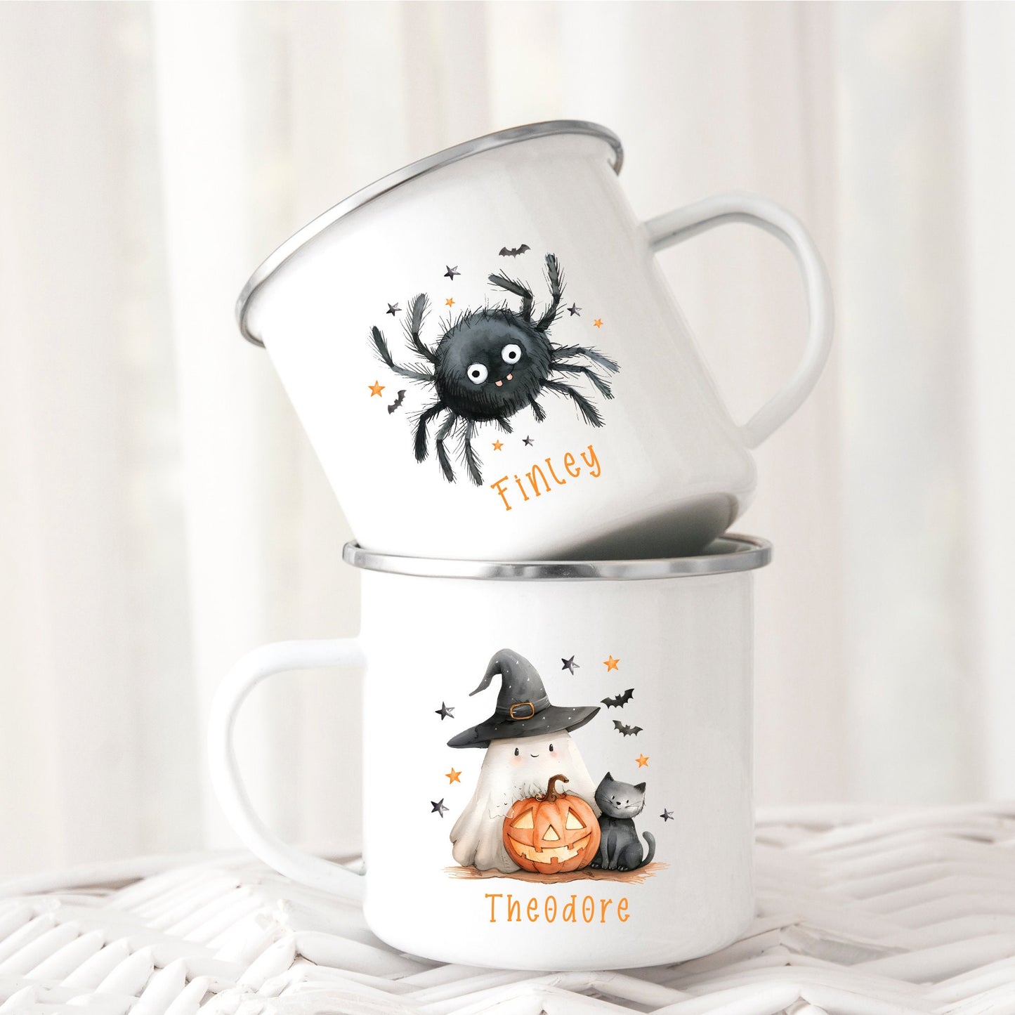 Halloween Kids Personalised Mug Children's Enamel Boo Gift