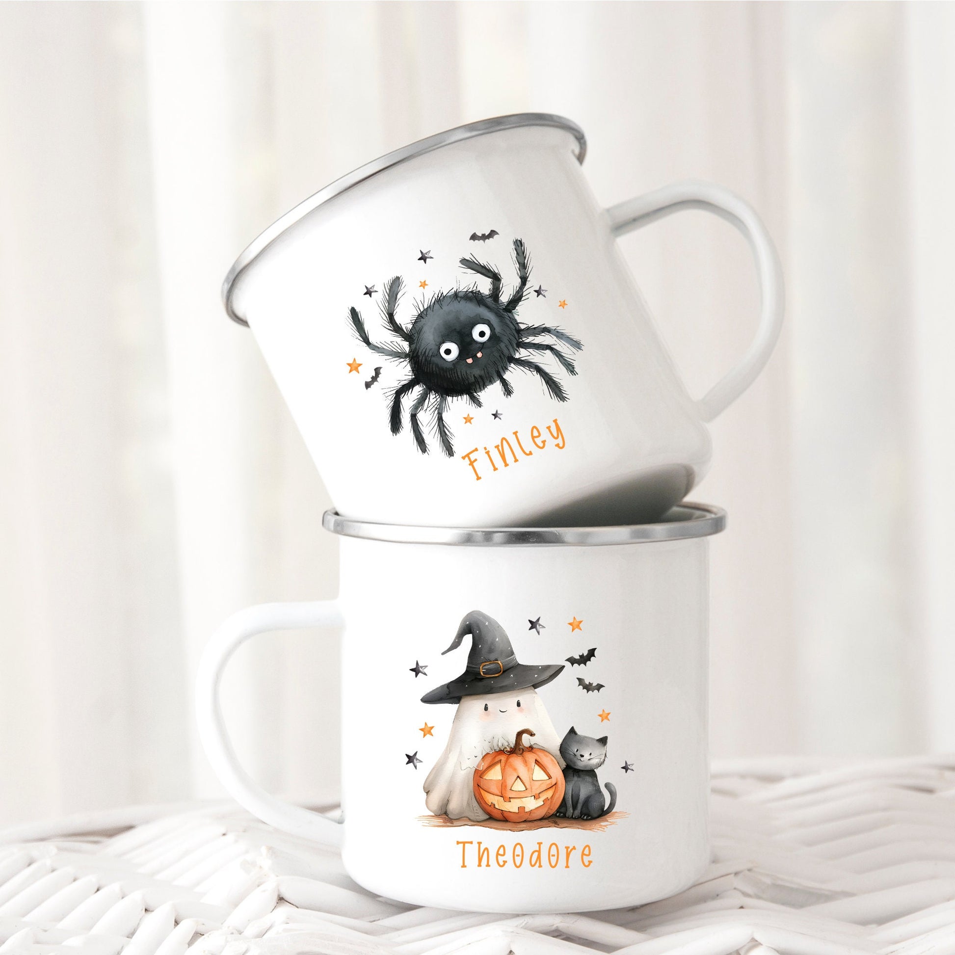 Halloween Kids Personalised Mug Children's Enamel Boo Gift