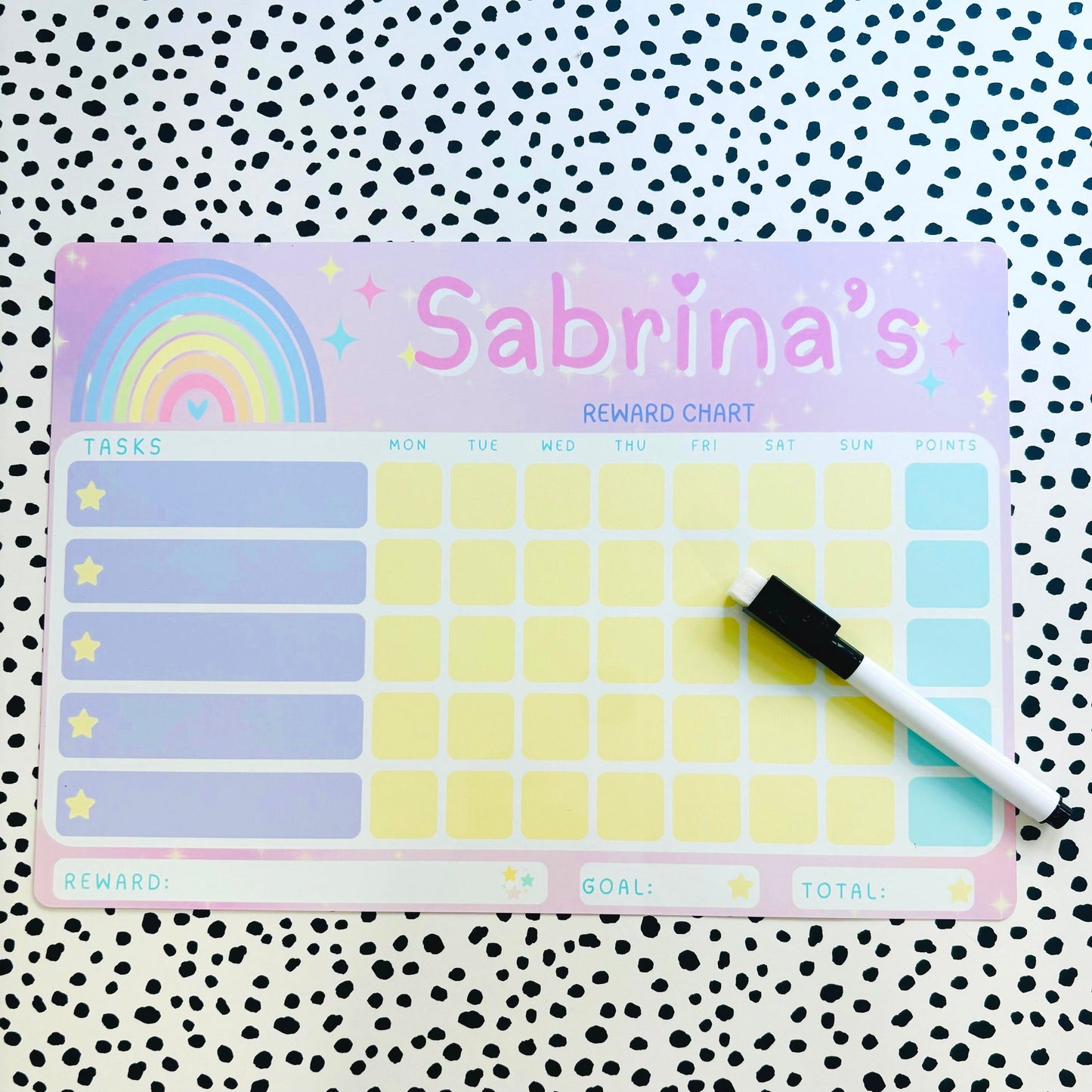 Personalised Wipeable Reward Chart Kids Chore Dry Erase Daily Task White Board