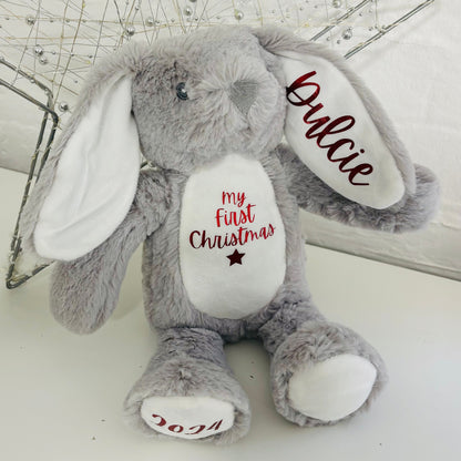 My First Christmas Bunny Personalised Soft Toy Baby Gift Newborn 1st Xmas Present