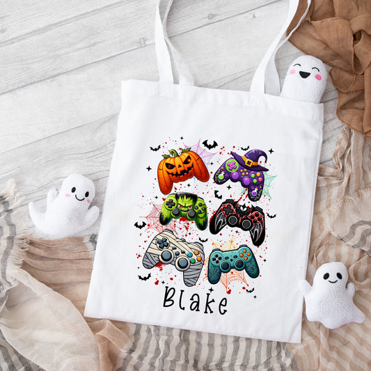 Halloween Bag Personalised Kids Gamer Trick Or Treat Sweet Gift Boo Bag