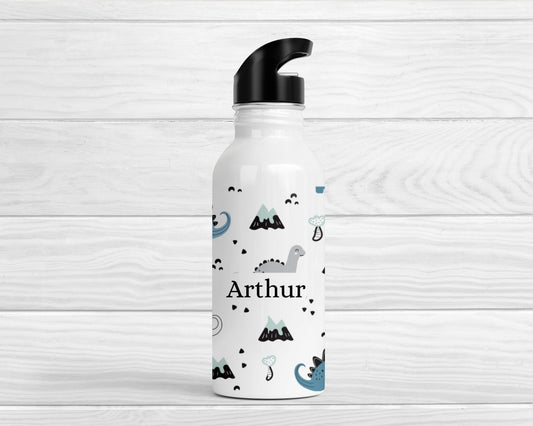 Personalised Kids Water Bottle Dinosaur Back To School Nursery Straw Drink