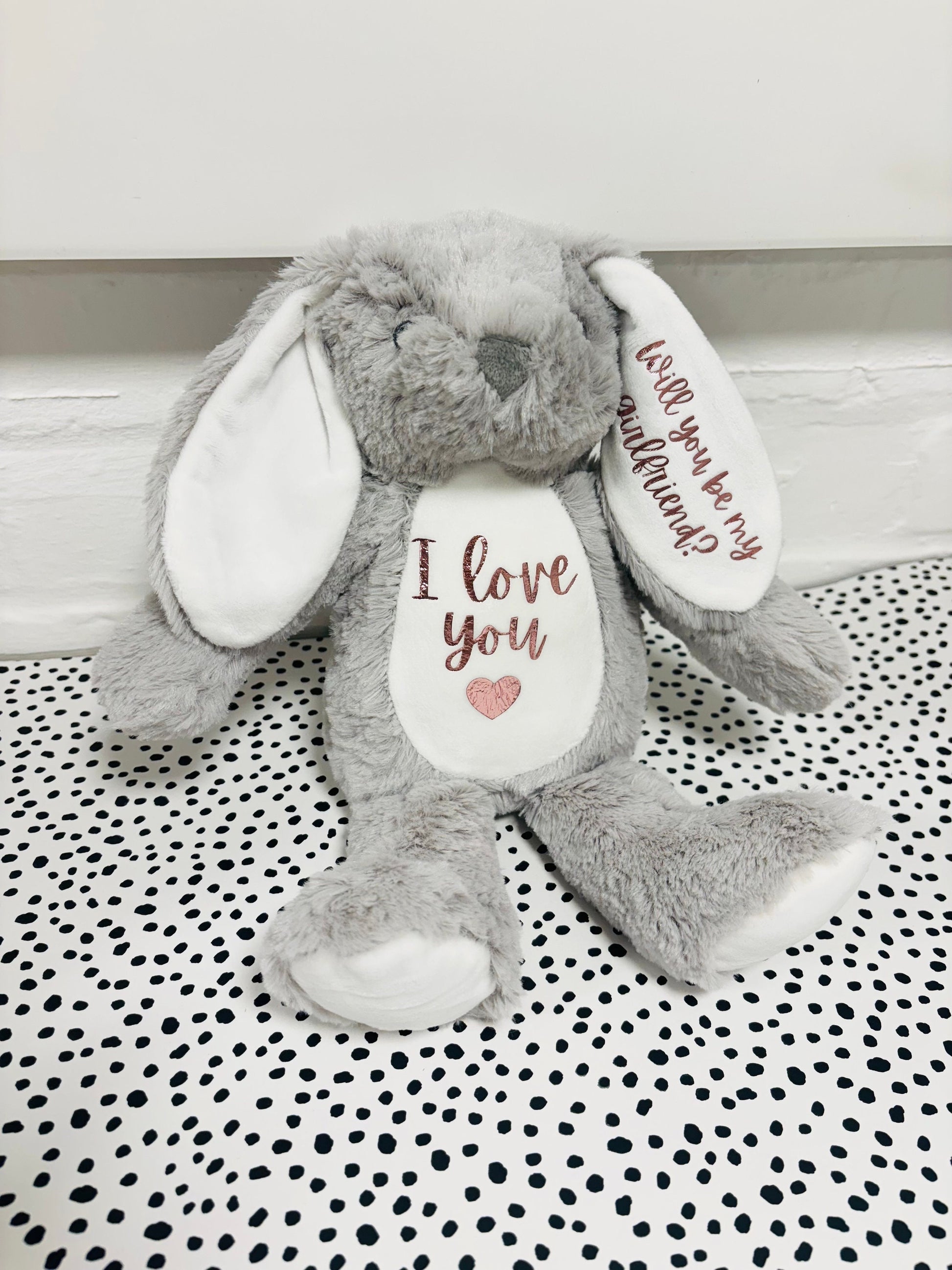 Valentine's Day Personalised Soft Toy Bunny Teddy Kids Girlfriend Boyfriend I Love You Gift Present